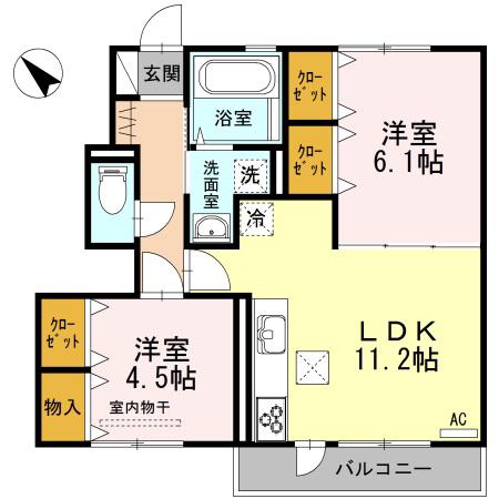 ノール プラージュ(2LDK/1階)の間取り写真