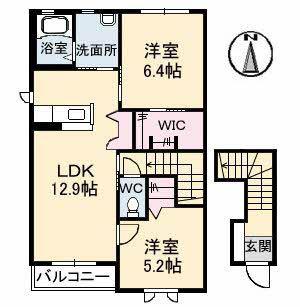 シャーメゾンみずほA棟(2LDK/2階)の間取り写真