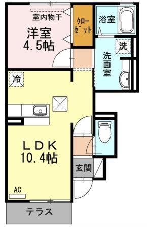 HARARAN CASTLE(1LDK/1階)の間取り写真
