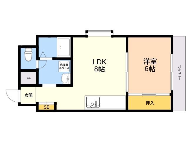 坂本ビル(1LDK/2階)の間取り写真