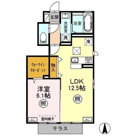 アールズコート(1LDK/1階)の間取り写真