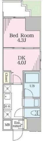 リージア門前仲町(1DK/10階)の間取り写真