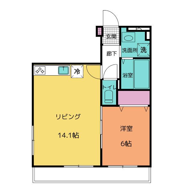 SOLUNA(1LDK/2階)の間取り写真