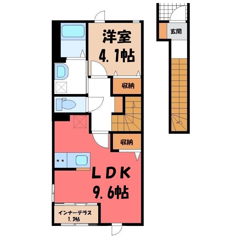 モンヴェール(1LDK/2階)の間取り写真