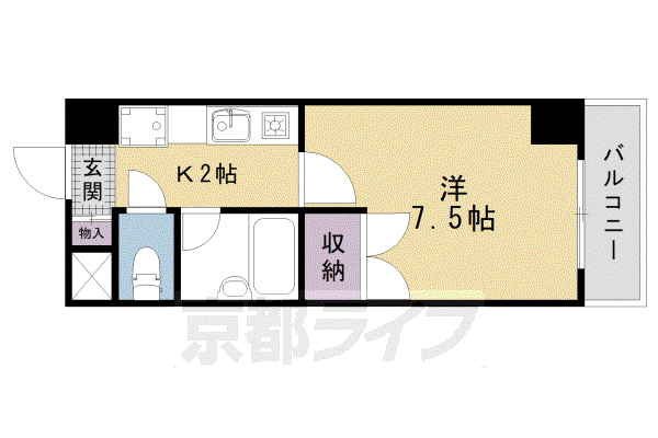フォレスト七条(1K/3階)の間取り写真