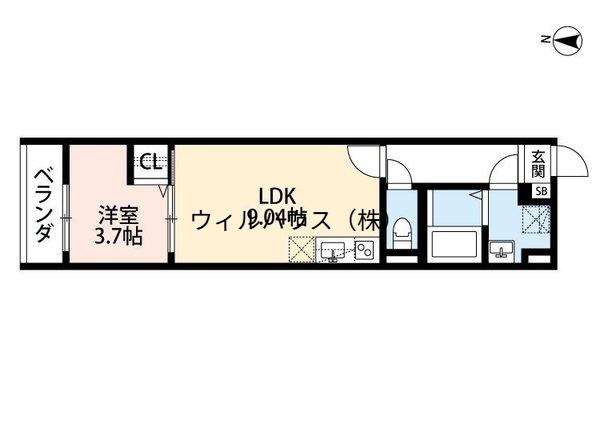 GNOSIS中長尾(1LDK/2階)の間取り写真