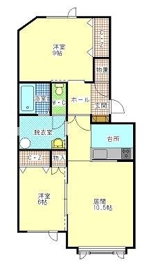 アンダンテF(2LDK/3階)の間取り写真