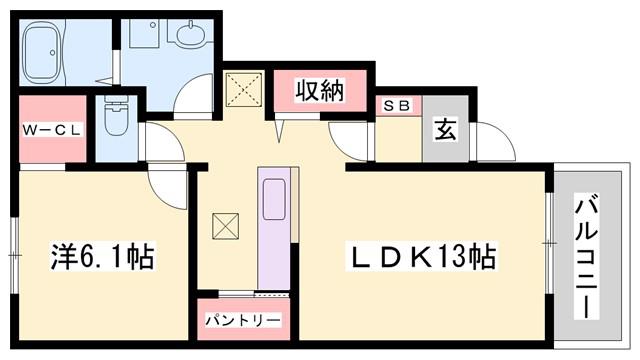 ラボールII(1LDK/1階)の間取り写真