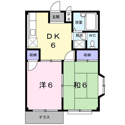 エルディム藤ニュータウン1(2DK/1階)の間取り写真