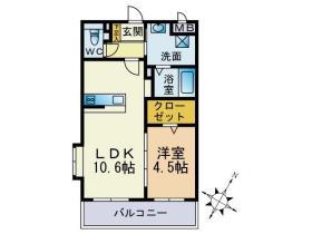 URUOS(1LDK/2階)の間取り写真