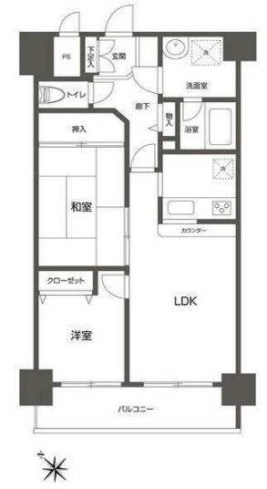 グリーンフィールド大山(2LDK/9階)の間取り写真
