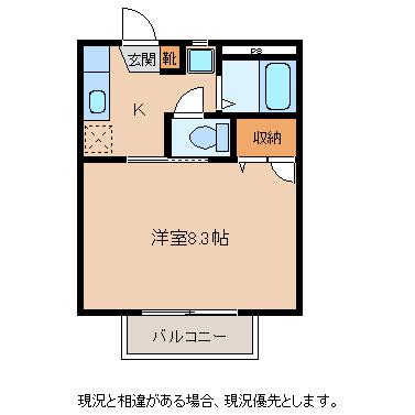 シャルマンさつき(1K/1階)の間取り写真