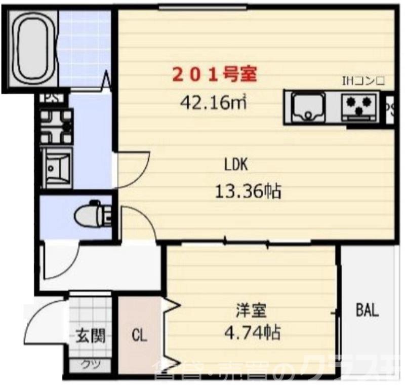 ヴィレ堺湊(1LDK/2階)の間取り写真