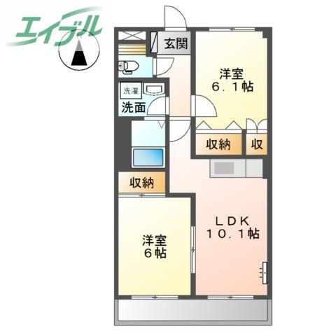 ベルグランデ高柳(2LDK/5階)の間取り写真