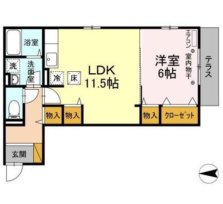 プレミールカメゾン(1LDK/1階)の間取り写真