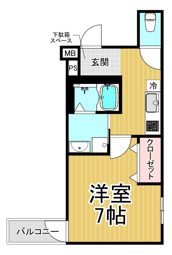 フジパレス西宮甲東園2番館(1K/1階)の間取り写真