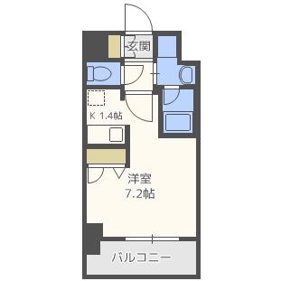 アスヴェル難波イースト(1K/3階)の間取り写真