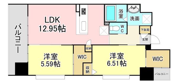 ウイングス西小倉(2LDK/7階)の間取り写真