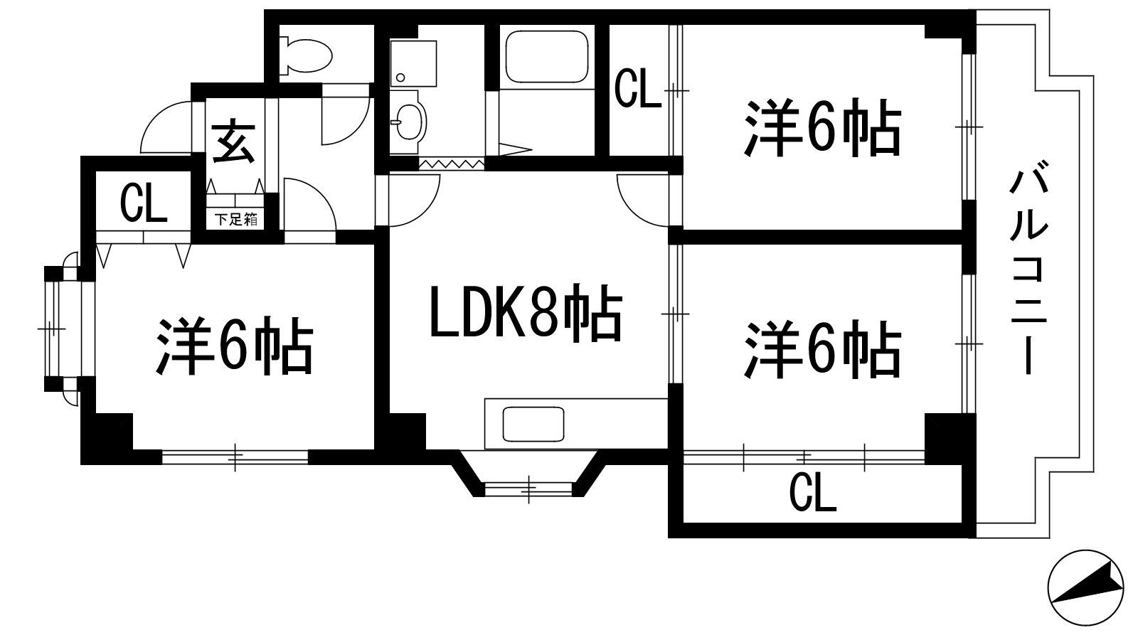 瑞ヶ丘ハイツ(3LDK/2階)の間取り写真