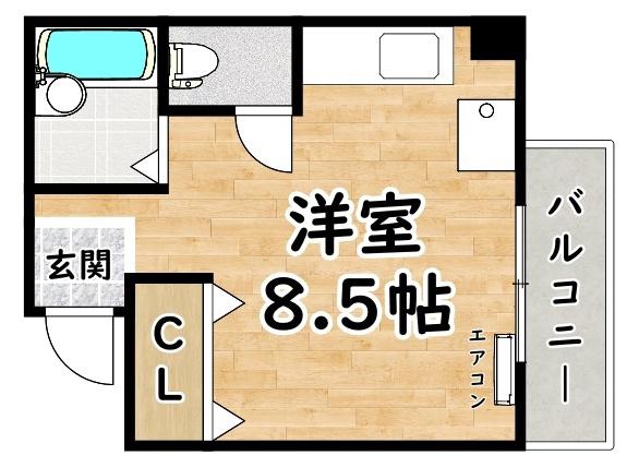 WOODY千船(ワンルーム/4階)の間取り写真