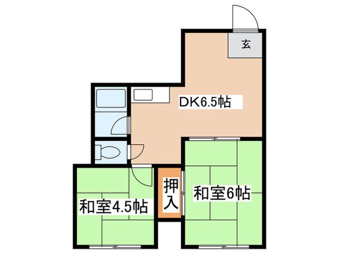 藤元ハイツ(2DK/1階)の間取り写真
