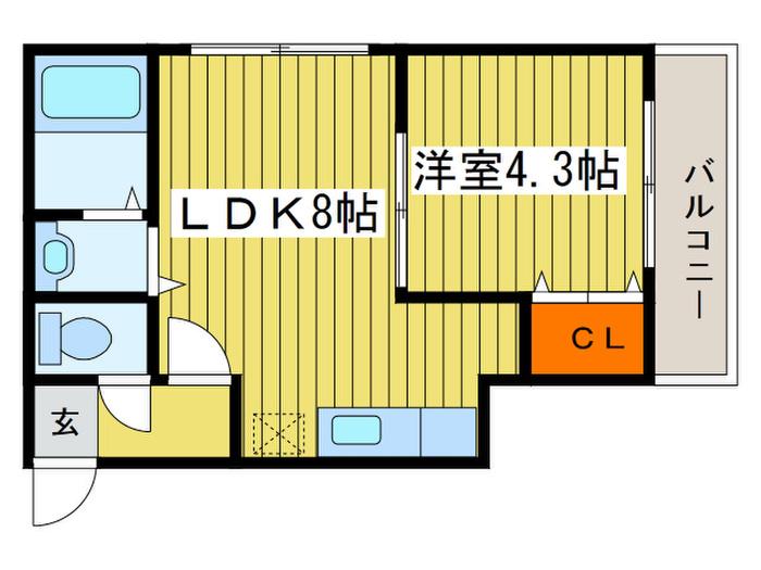 エア・フォルグ北大II(1LDK/3階)の間取り写真