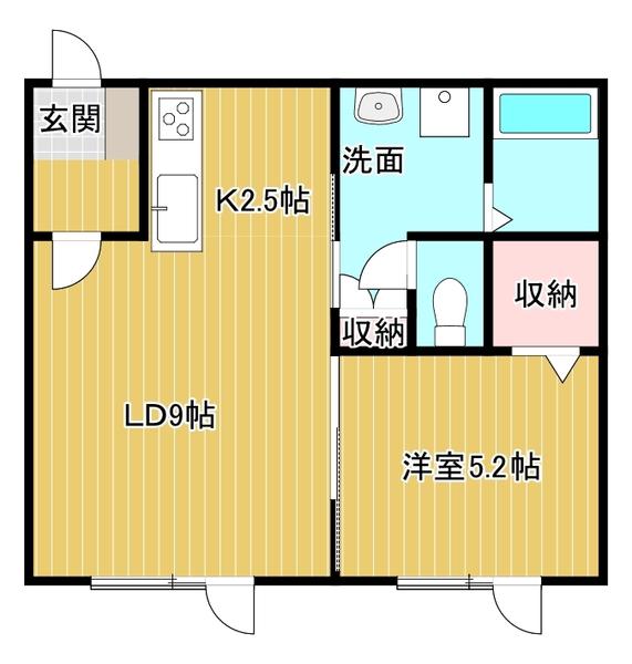 ＪＲ根室本線 利別駅 徒歩2分 2階建 築7年(1LDK/1階)の間取り写真
