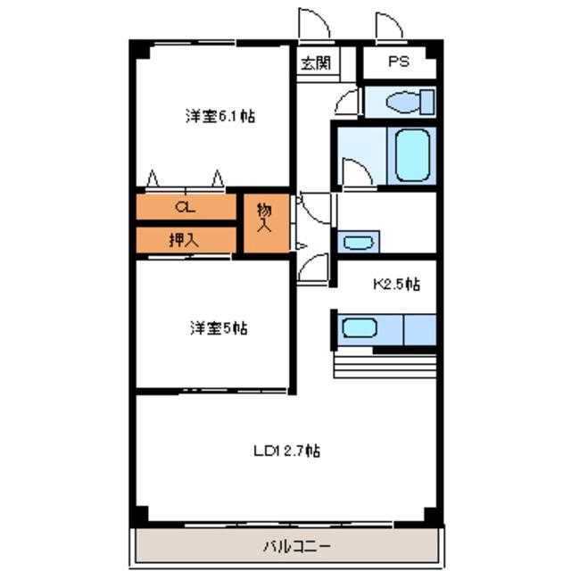 メゾンドルミエール(2LDK/1階)の間取り写真