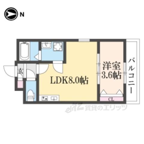 ルシェリア山科(1LDK/3階)の間取り写真