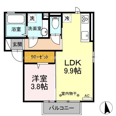 ルーモス(1LDK/2階)の間取り写真