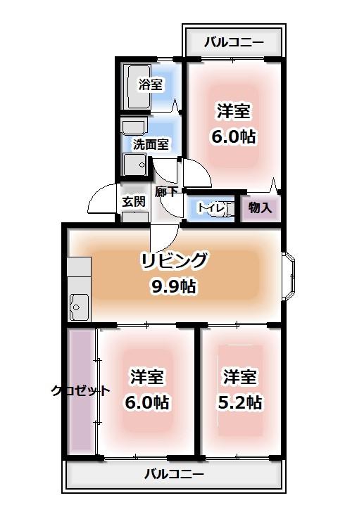 メゾン・ド・エソールI(3LDK/1階)の間取り写真