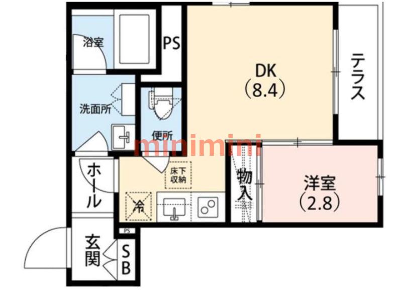 AMA ウエスト(1LDK/1階)の間取り写真