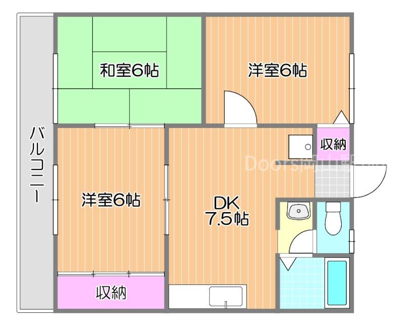 プレジールコスモスA棟(3DK/1階)の間取り写真