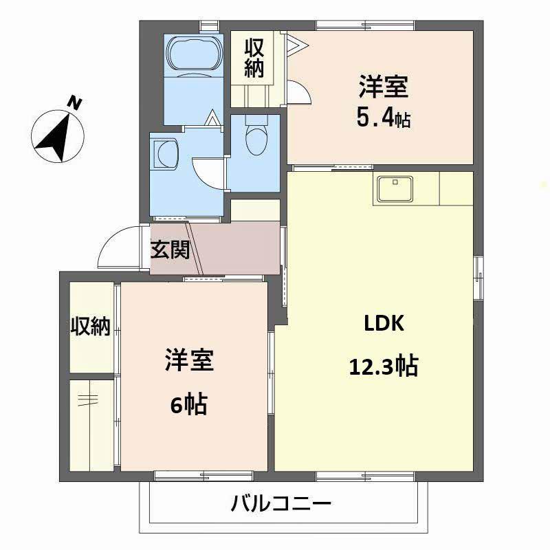 シャーメゾン大福 B棟(2LDK/2階)の間取り写真
