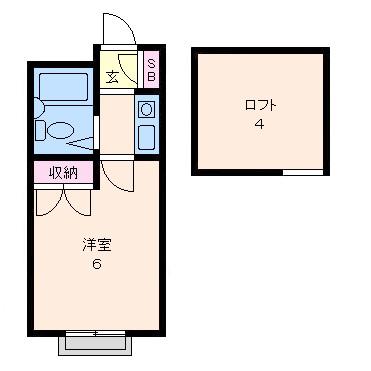 ハウス上野(1K/2階)の間取り写真