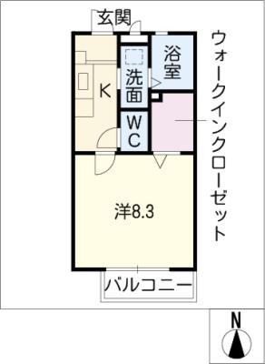 レイクコート七本木(1K/2階)の間取り写真