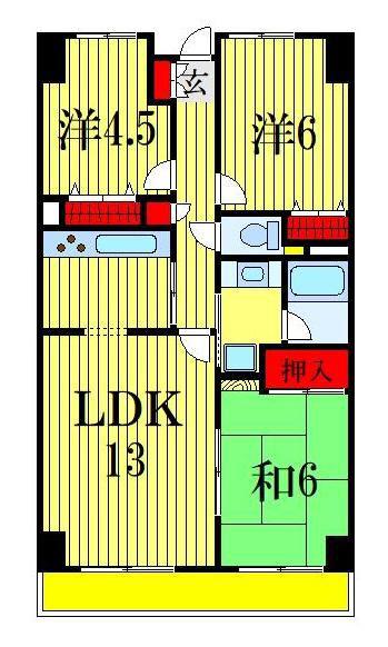クレストヒル中野木(3LDK/2階)の間取り写真