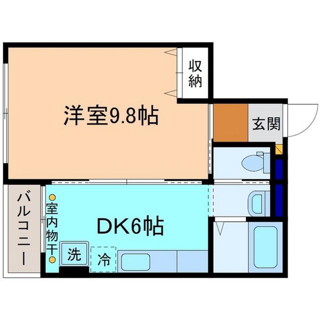 フェイスヒル(1DK/2階)の間取り写真