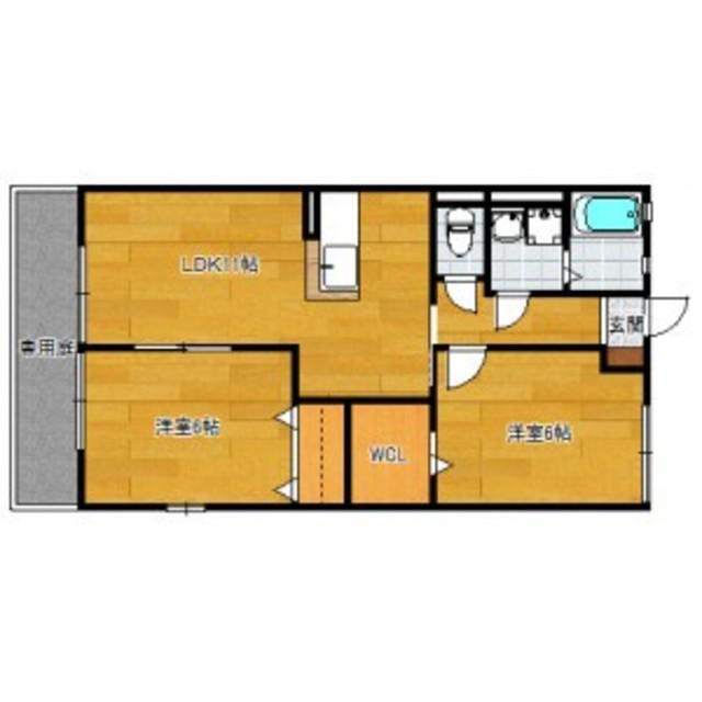 ベローナ A棟(2LDK/1階)の間取り写真