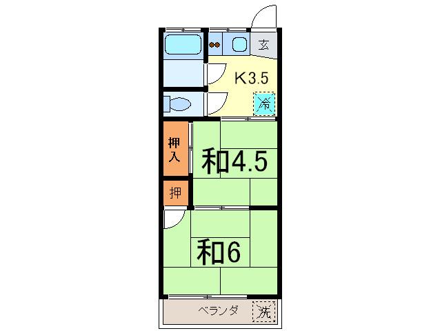 第三青明荘(2K/2階)の間取り写真