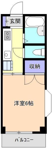 シティーコーポ所沢(ワンルーム/2階)の間取り写真