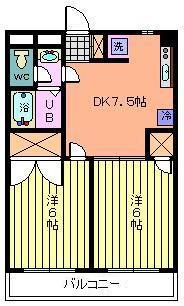 ギャラクシー中浦和(2DK/3階)の間取り写真