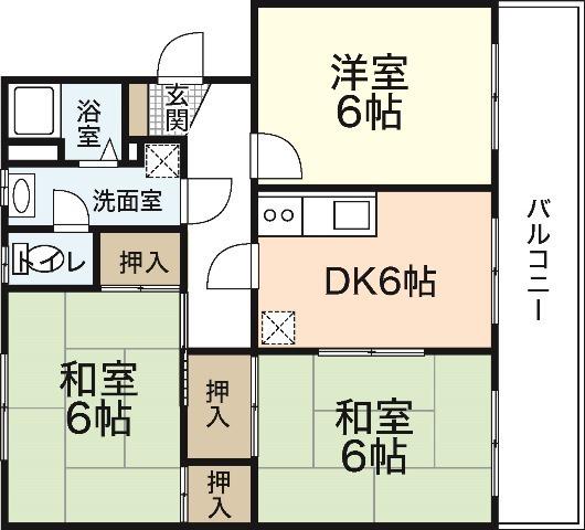 ブルーマウンテン フラワー通(3DK/3階)の間取り写真