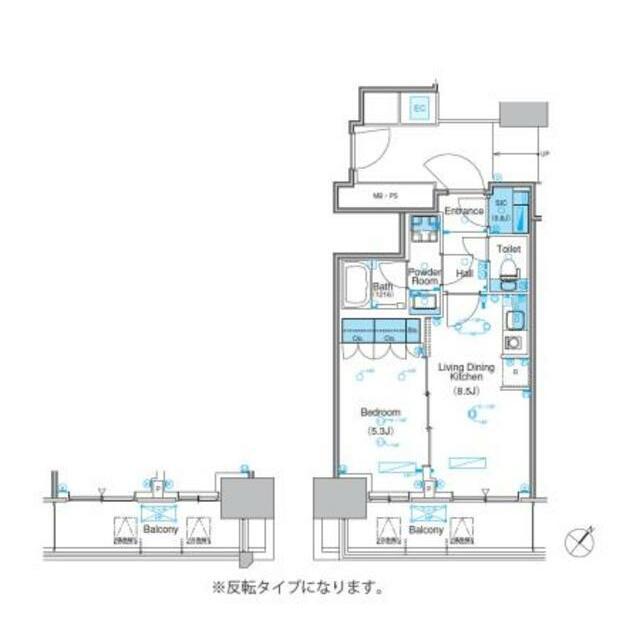 パークアクシス豊洲キャナル 部屋番号1203(1LDK/12階)の間取り写真