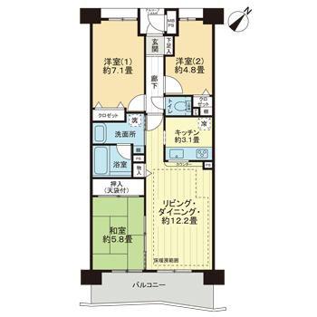 ライオンズマンション千葉グランドタワー(3LDK/17階)の間取り写真