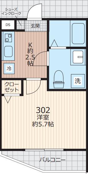 エベラ大倉山(1K/3階)の間取り写真