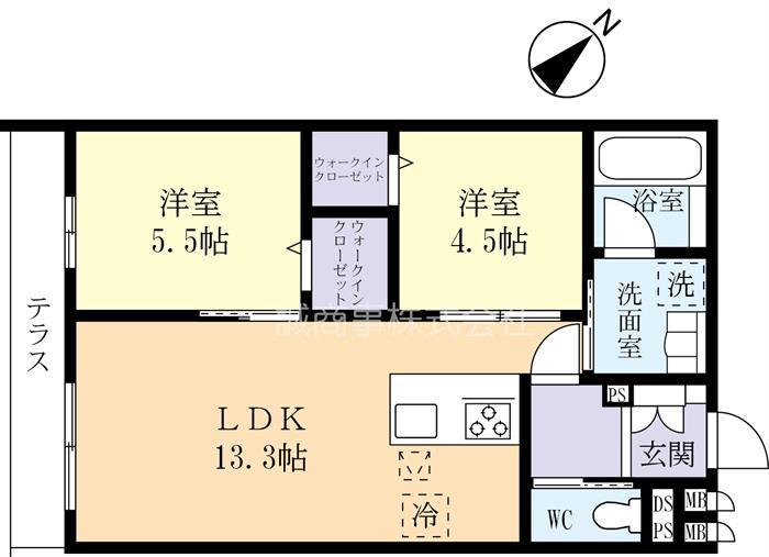 コートルクス流星台(2LDK/1階)の間取り写真