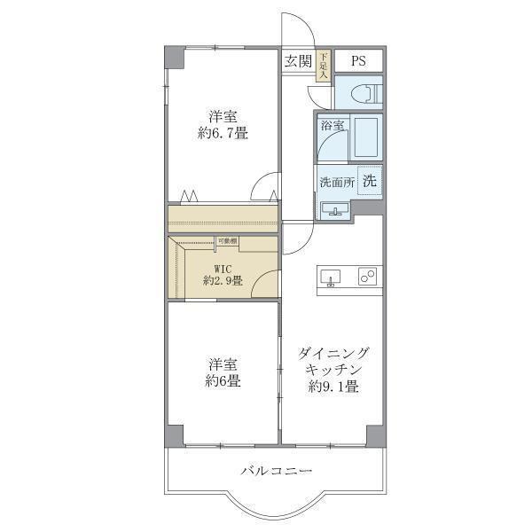 西船橋スクエアガーデン(2DK/4階)の間取り写真