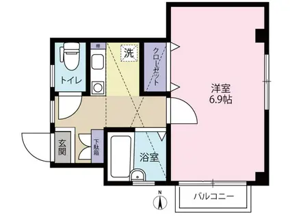 コーポビギン高砂(1K/2階)の間取り写真