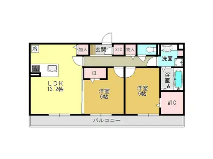 グランヴィラ(2LDK/2階)の間取り写真